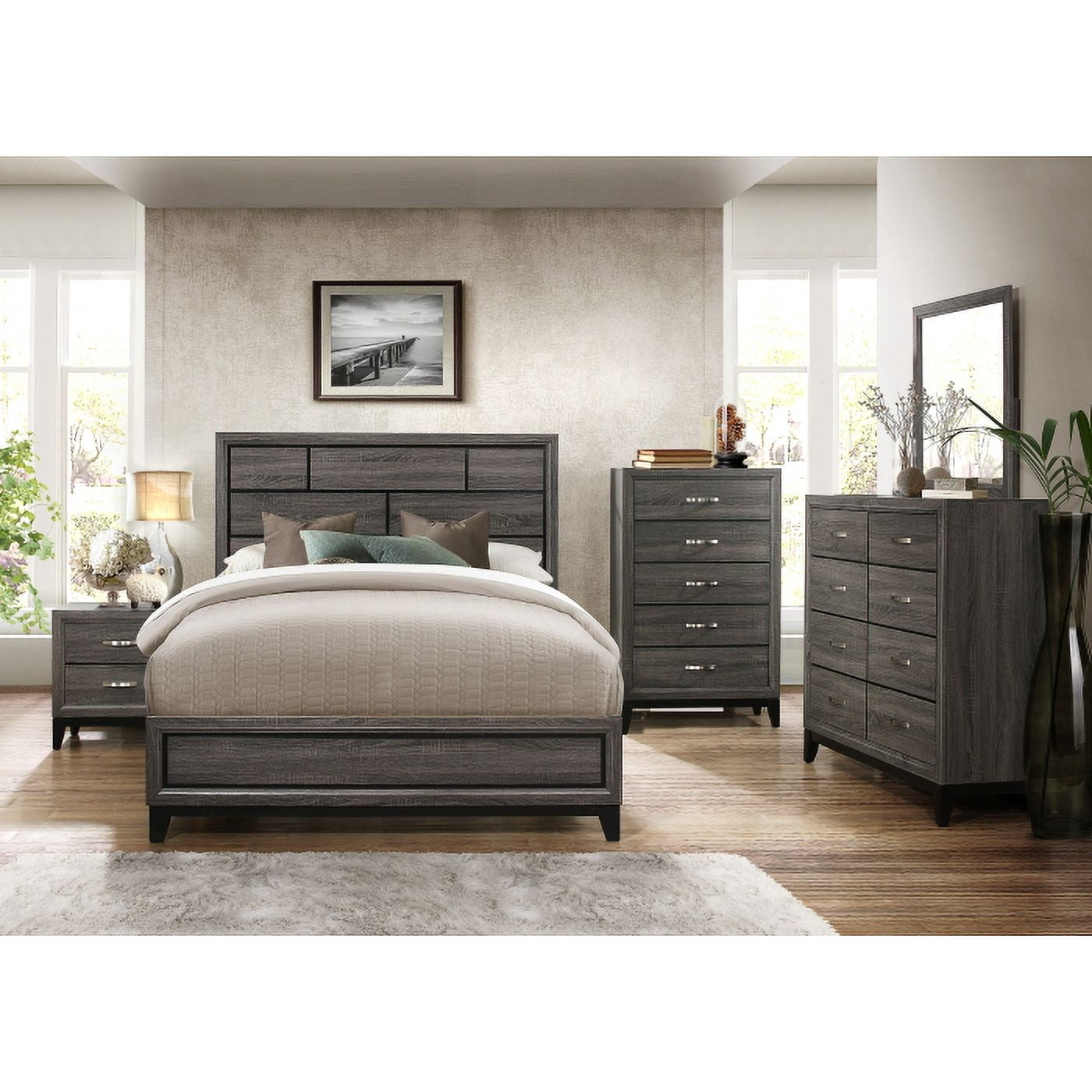 Lexicon Davi 31-inch 5 Dovetail Drawers Modern Wood Chest in Gray