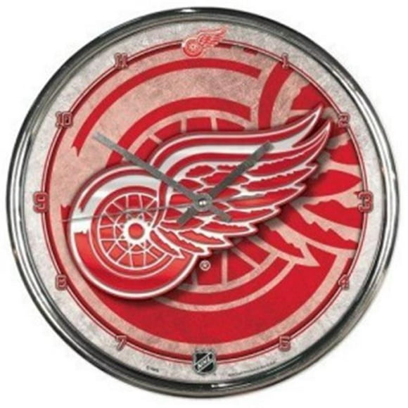 Detroit Red Wings Round Chrome Wall Clock
