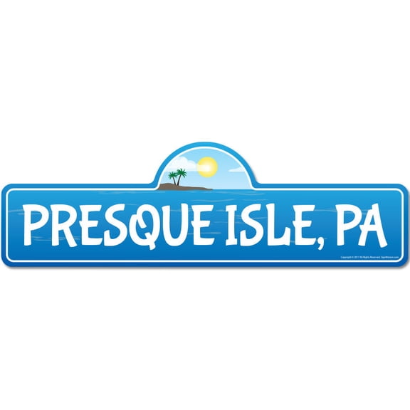 Presque Isle PA Pennsylvania Beach Street Sign | Indoor/Outdoor | Surfer Ocean Lover Décor For Beach House Garages Living Rooms Bedroom | Signmission Personalized Gift