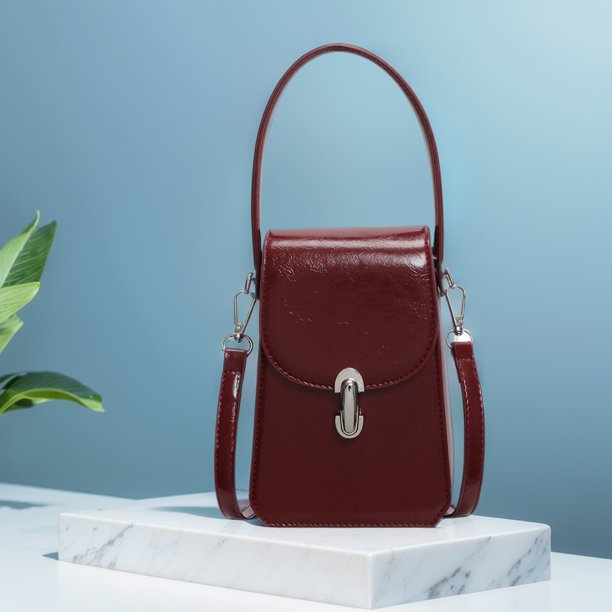 Bolso de cuero de PU para teléfono con cierre magnético para mujer bolso sólido para viajes de trabajo