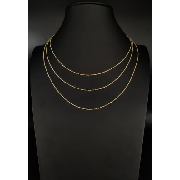 SOLID 10K Yellow Gold Cable Link Chain Necklace,10k Real Gold 1.3mm Heavy Cable Chain, 10k Gold Chain, 1OK Solid Gold Women Pendant Chain (Necklace length:16;)