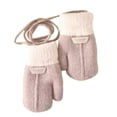thumbnail image 1 of 1 Pair Hanging Rope Halter Thickened Fleece Lining Winter Gloves Letter Logo Solid Color Baby Knitting Mittens, 1 of 10