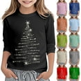 thumbnail image 5 of gcong Christmas Shirt for Girl 3/4 Sleeve Crew Neck Xmas Shirt Funny Christmas Tree T-Shirt Santa Christmas Jumper Holiday Long Sleeve Tops Age for 3-12, 5 of 5