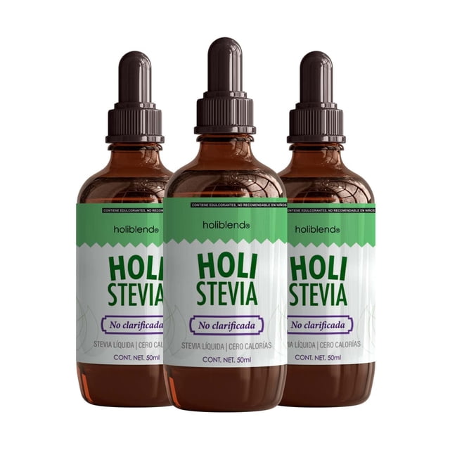 Holiblend – Stevia Líquida Orgánica – Holistevia Endulzante Natural Sin Calorías, Sin Clarificar – 3 Pack, 50 ml c/u