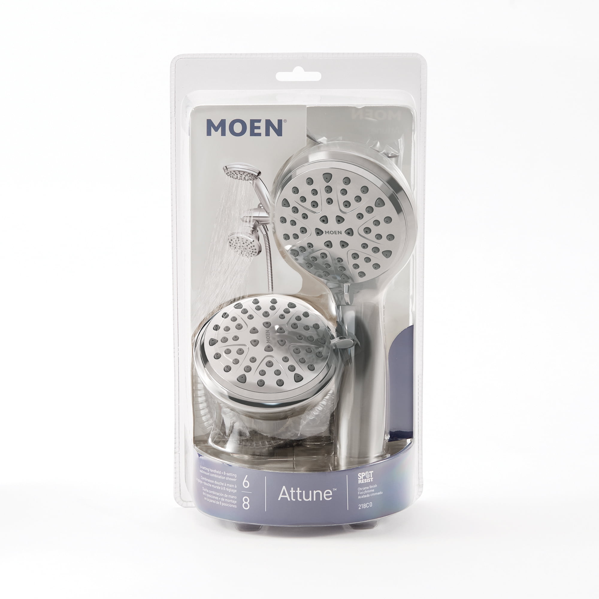 (2 pack) Moen Attune Chrome Bathroom Showerhead and Hand Shower Combo, 218C0