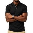 thumbnail image 2 of Mens Polo Shirts Buttons Short Sleeve Basic Business Shirts Breathable Soft Casual Performance Classic Fit Shirts Black M, 2 of 6