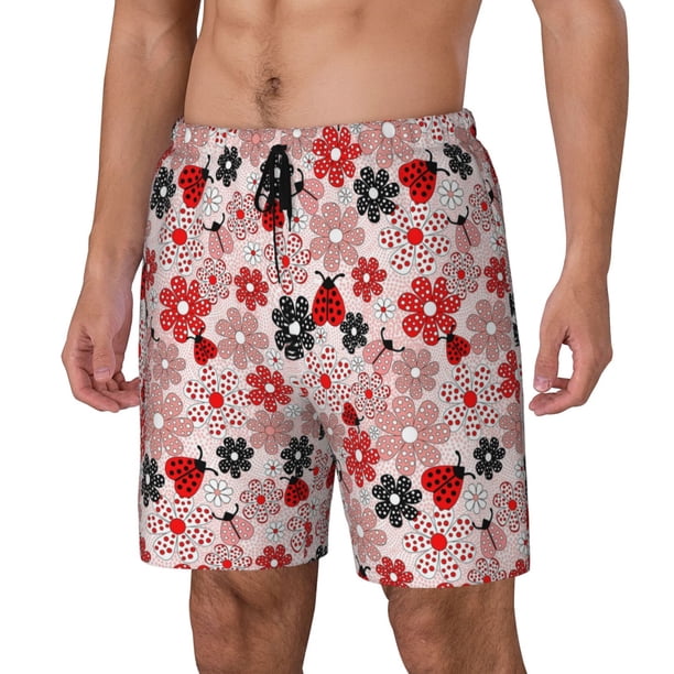 Fotbe Cute ladybugs red Traje de Baño para Hombre – Shorts de Natación de Secado Rápido con Forro y Bolsillos-X-Large