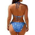 thumbnail image 5 of Swimsuit Bikini, Womens Bikini Swimsuits, 2 Piece Swimsuit for Women, Women Polka Dot Bikini Sets Sexy Halter String Triangle High Cut Cheeky 2 Piece Bathing Suit, Sky Blue XXL, 5 of 5