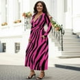 thumbnail image 3 of FKELYI Pink Zebra Print Women's Fall Long Sleeve Dress Casual Maxi Dress with Pocket Flowy Tiered Waist Long Dresses for Spring Winter, L, 3 of 6