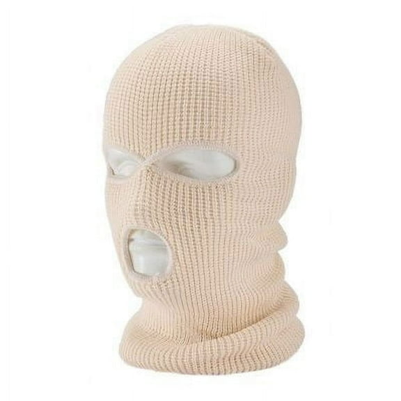 NAMZI Balaclava Mask 3 Holes for Cold Weather, Winter Ski Mask for Men and Women Thermal Circulation Mask (Off White)