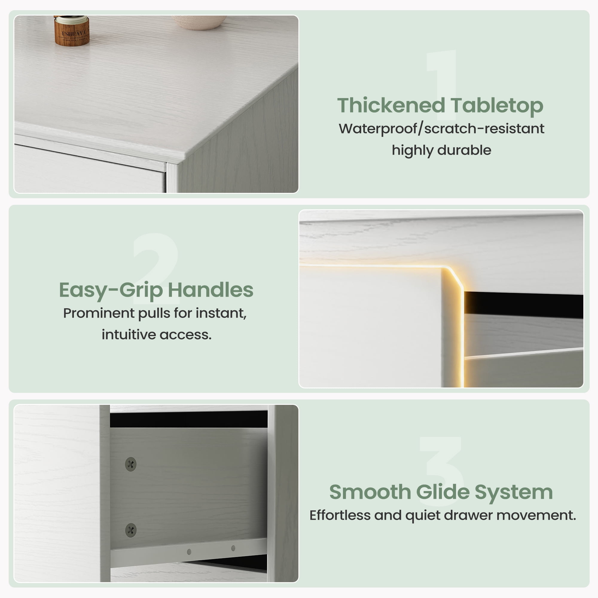 6 Drawer Dresser for Bedroom, White Dresser Double Chest of Drawers, Modern Wood Dressers with Deep Drawers for Living Room,White