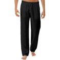 thumbnail image 2 of Pantalones holgados con apariencia de lino para hombre, pantalones casuales de yoga para playa con cintura elástica, 2 of 2