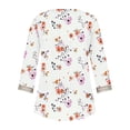 thumbnail image 4 of Levmjia Summer Womens Plus Size Tops Short Sleeve Fashion Women's V-Neck 3/4 Sleeve Lace Splicing Floral Print Casual T- Shirt Blouse Tops, 4 of 5