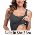 thumbnail image 3 of Women's Square Neck Tank Top Cotton Undershirts With Shelf Bra, 2-Packs, 3 of 6