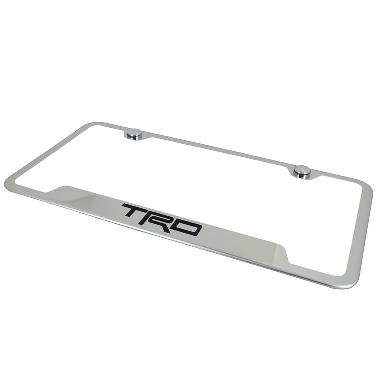 Au-TOMOTIVE GOLD License Plate Frame For Toyota Land Cruiser - Brushed Chrome Cut-Out Design