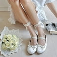 thumbnail image 4 of 4 Pairs Sheer Socks Women, Summer Socks for Women Girls Dot Bow Ankle Summer Sock with Ruffle Ultra Thin Stocking Lace See Through Sock (Black & White), 4 of 7