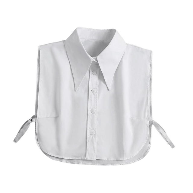 Cuello desmontable, blusas de moda para mujer, uniforme formal, blusa Blanco con botón