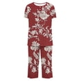 thumbnail image 5 of Frostluinai Women's Pajama Set Button up Short Sleeve Top and Capris 2 Piece Lounge Sets Floral Print Summer Ladies Pjs Outfits with Pocket, 5 of 6
