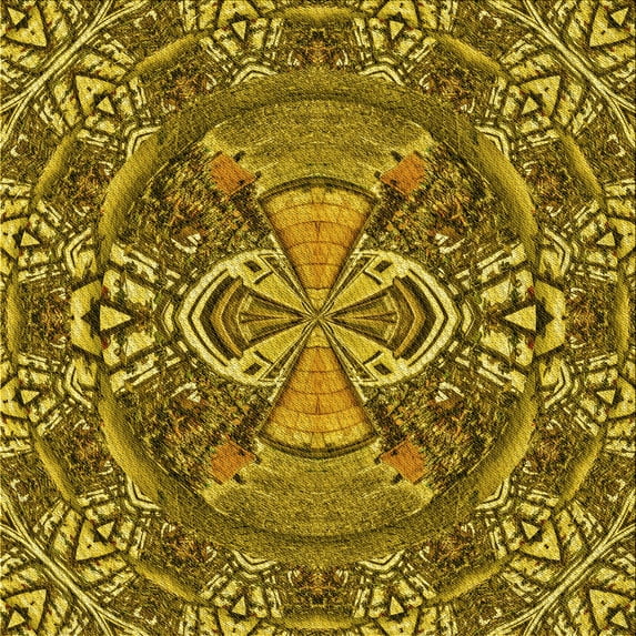 Ahgly Company Machine Washable Indoor Square Transitional Yellow Area Rugs, 8' Square