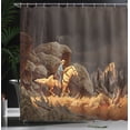 thumbnail image 3 of Ambesonne Western Shower Curtain, Cowboy Riding Horse, 69"Wx84"L, Earth Yellow Grey, 3 of 4