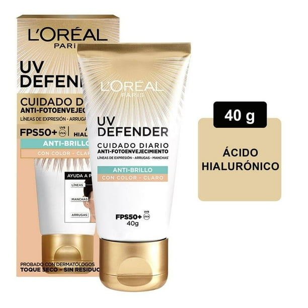 Protector Solar Diario FPS50+ L'Oréal Paris UV Defender Anti Brillo tono claro 40 g