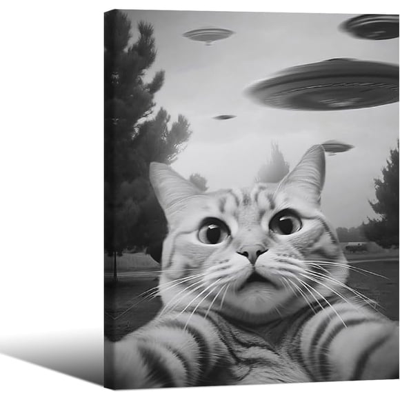 Myhong.1 UFO FPosterny Trippy Wall Art Victorian Posterique Poster Landscape Oil Painting Canvas Prints for Living Room Bedroom Wall Decor Poster 12*16inch