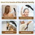 thumbnail image 6 of BRIGHT SHOWERS Rain Shower Head with Handheld Spray 5 ft. Shower Hose Combo Includes Wall Mount Suction Bracket 3-Way Water Diverter Mount (8 Inch Square, Matte Black), 6 of 7