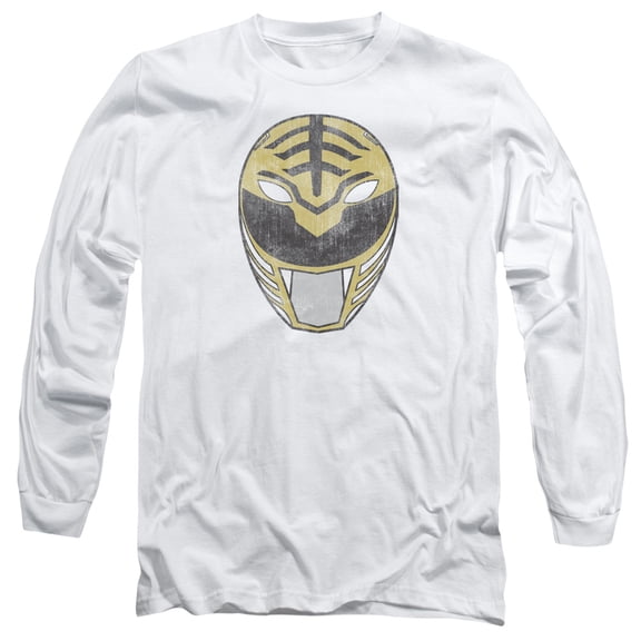 Power Rangers White Ranger Mask Long Sleeve Adult 18/1 T-Shirt White