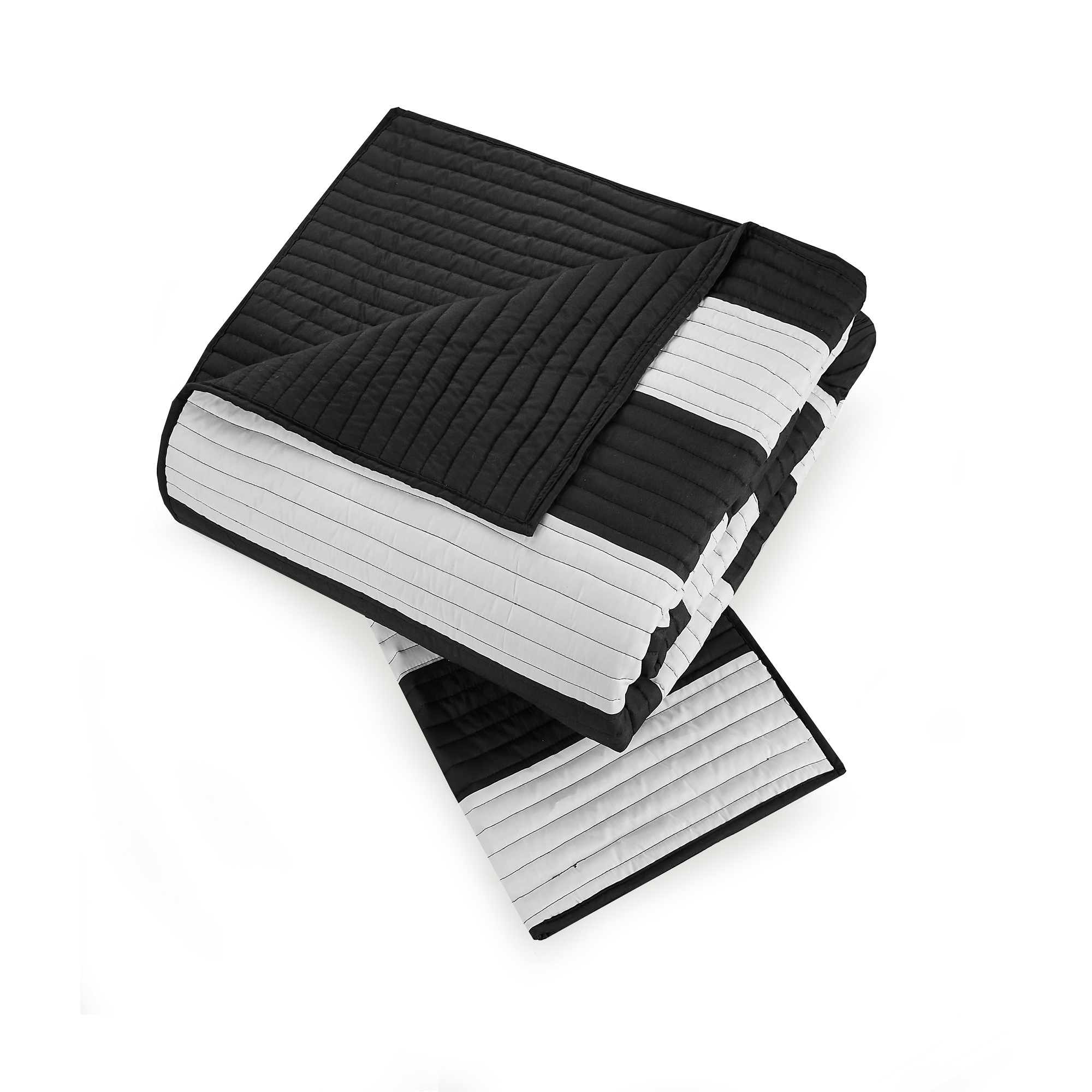 Urban Playground Kids and Teens Lavelle Stripe Black/White 3-Piece Quilt Set, Full/Queen