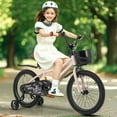 thumbnail image 2 of Costway Vélo pour Enfant de 18 Pouces avec Roues Stabilisatrices, Guidon et Selle Réglables, Frein à Main, Rose, 2 of 10