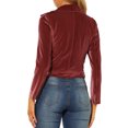 thumbnail image 3 of INSPIRE CHIC Women's Velvet Notched Lapel Zipper Cropped Motorcycle Jacket XS Pink, 3 of 7
