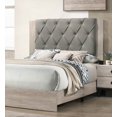 thumbnail image 4 of Cream Finish Gray Tufted 1pc Queen Size Bed Bedroom Furniture Made of Rubberwood, 4 of 11