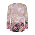 thumbnail image 3 of HKEJIAOI Hauts à Manches Longues en Polyester pour Femmes Imprimé Floral Hauts d'Été à Manches Longues 2023 Col Rond, 3 of 4