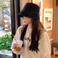 thumbnail image 3 of Sombrero de mujer, moda de otoño e invierno, estilo coreano, sombrero de lavabo, sombrero de pescador informal, moderno y moderno, sombrero de pescador con cubierta facial lisa, 3 of 6