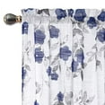 thumbnail image 3 of Kitchen Curtains for Windows Linen Textured Window Curtains for Bedroom Rod Pocket Window Treatments for Living Room, 26" X24", Blue, 1 pc, 3 of 5
