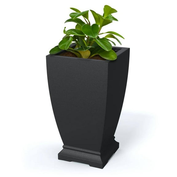 Acadia 28 in. Tall Self-Watering Black Polyethylene Planter