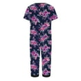 thumbnail image 4 of Censtreet Women's Pajama Sets Short Sleeve Sleepwear Round Neck Pj Loungewear Top and Capri Pants with Pockets, 4 of 8