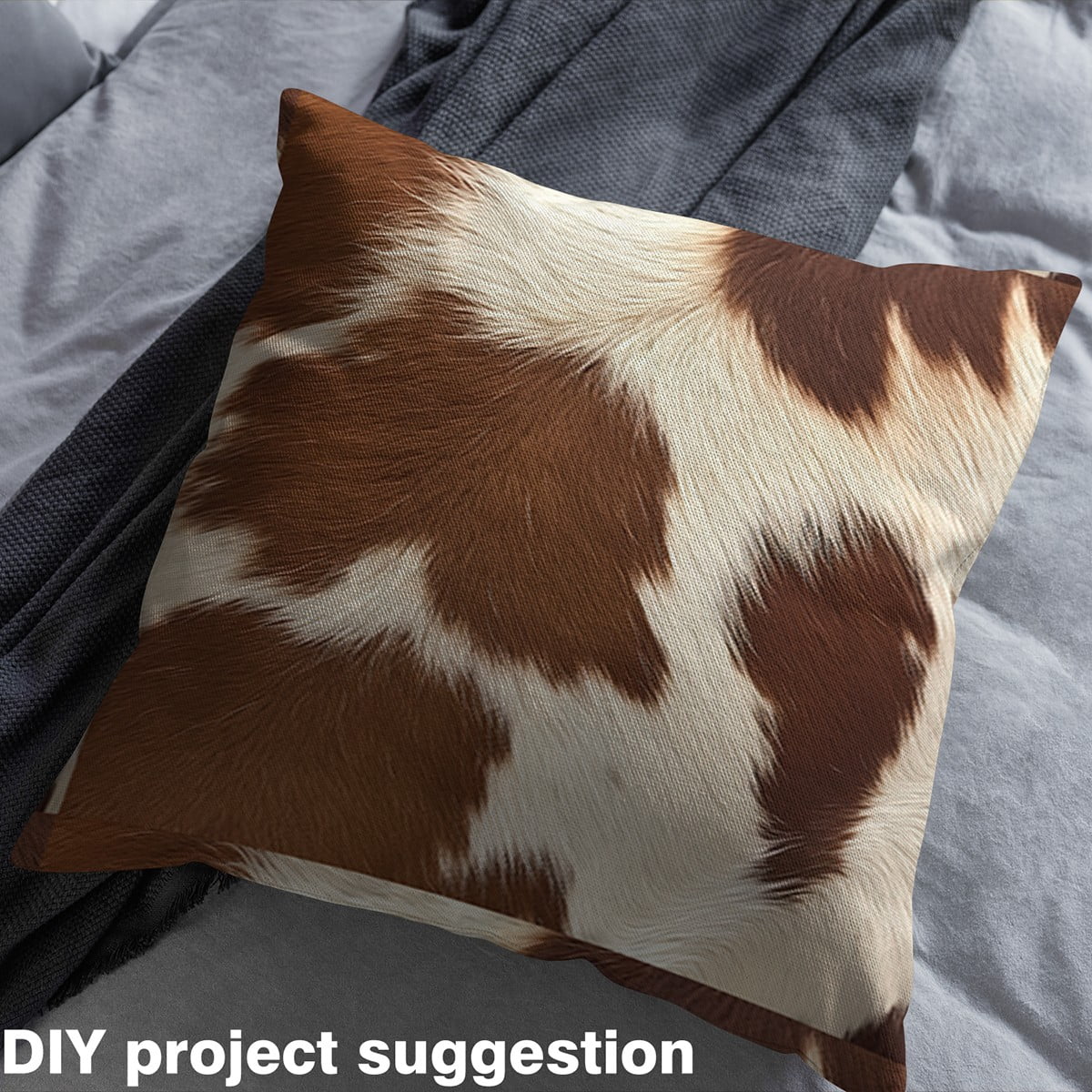 Cowhide Fabric By The Yard,Wildlife Upholstery Fabric,DIY 3D Cattle Animals Decorative Fabric,Cute Cow Hair Indoor Outdoor Fabric,Art Craft Patchwork,Brown White,5 Yards
