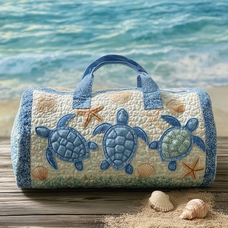Baby Turtle Quilted Duffle Bag, Quited Travel Tote Bag, Quited Weekender Travel Bag, Carry On Duffle