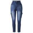 thumbnail image 4 of Jeans for Women Skinny Casual Mid Waist Pockets Classic Denim Medium-High Elasticity Pants Light Blue M, 4 of 6
