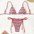 thumbnail image 3 of RUTAYY Women's Bikini Sets Striped Tankini Swimwear 2 Piece with Low Waist Tie Side Adjustable Straits Classic Seaside Swimsuit, 3 of 7