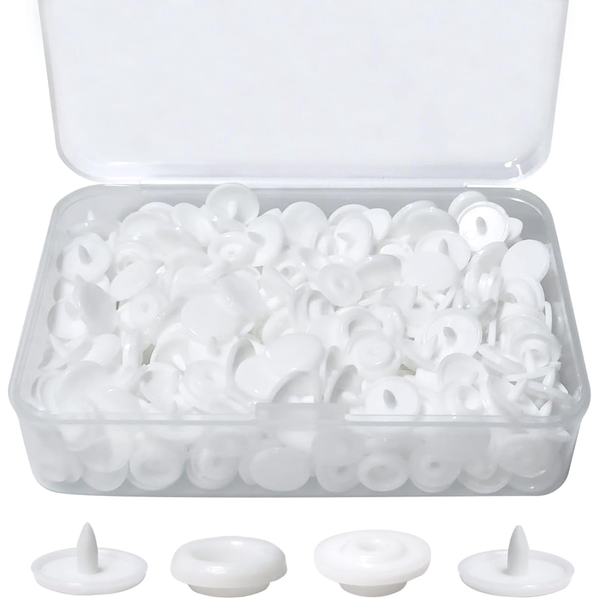100 Sets White T5 Plastic Snaps Round Resin Snaps Buttons for Clothing Diapers Crafting DIY Crafts