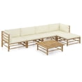 thumbnail image 1 of vidaXL 6 Piece Garden Lounge Set with Cream White Cushions Bamboo, 1 of 5