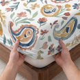 thumbnail image 3 of Full Size Fitted Sheet Set - Paisley Flower 3 Piece Bedding Sets 16" Deep Pocket Fitted Sheet with 2 Pillowcases Spring Watercolor Country Floral Leaf Plant Brushed Microfiber Hotel Luxury Bed Sheets, 3 of 9