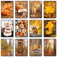 thumbnail image 2 of Póster de lienzo con decoración de otoño, hojas amarillas, vista de otoño, arte de pared, impresión, pintura de calabaza, imagen de Halloween, decoración del hogar para sala de estar, 2 of 5