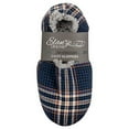 thumbnail image 3 of Navy Plaid Mens Plush Lined Cozy Non Slip Indoor Soft Slippers - Medium, 3 of 3