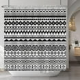 thumbnail image 3 of Black White Boho Shower Curtain Bohemian Geometry Pattern Texture Stripes Abstract Shower Curtains for Bathroom Living Room Polyester Fabric Decorative Shower Curtain with Hooks 72x72 Inches, 3 of 6