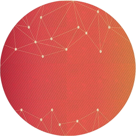 Ahgly Company Indoor Round Patterned Bright Orange Area Rugs, 8' Round