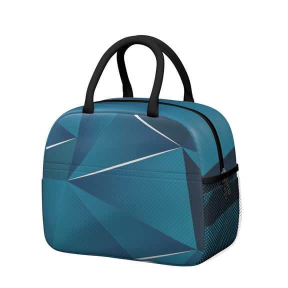 Insulated Lunch Bag for Women, Floral Print Oxford Fabric Lunch Box, Leakproof Thermal Cooler Tote for Work, School & Picnic, Abstract Geometric Print
