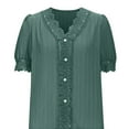 thumbnail image 4 of Endives Women's Short Sleeve T-shirt Lace Trim V Neck Shirts Summer Casual Tops 2025 Trendy Boho Blouses Elegant Puff Sleeve T Shirt, 4 of 4